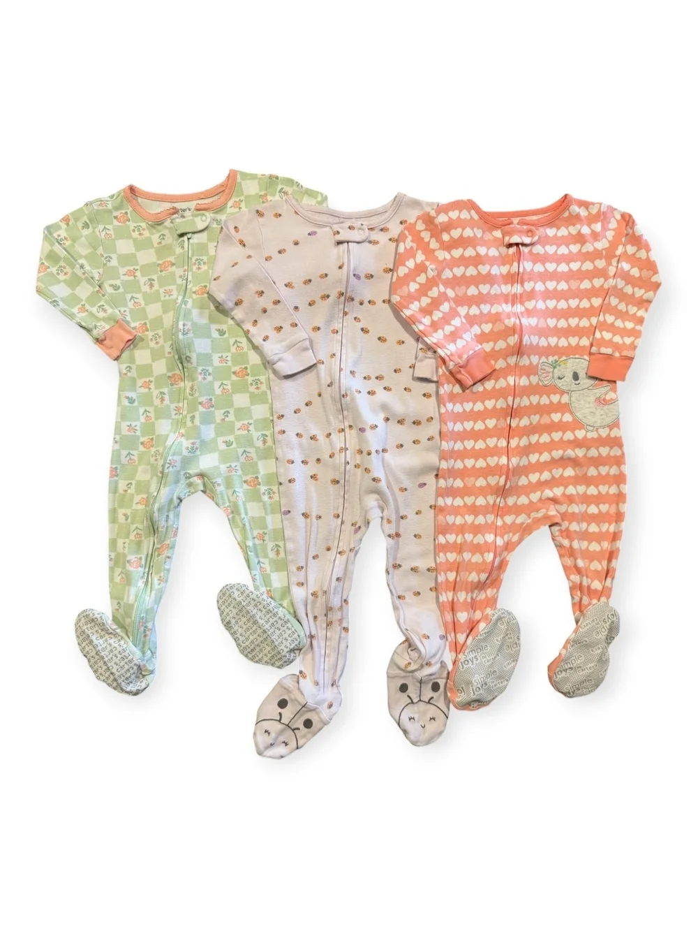 Carter's Baby Footed Pajamas Sleepers 18M - Set of 3, Assorted Patterns